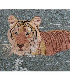 Tiger in Lake Mosaic