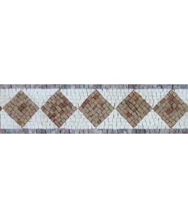 Brick Red Diamonds on White bkgrnd Border Mosaic