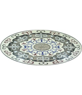 Marble Floor Medallion Oval Flowers  Mosaic