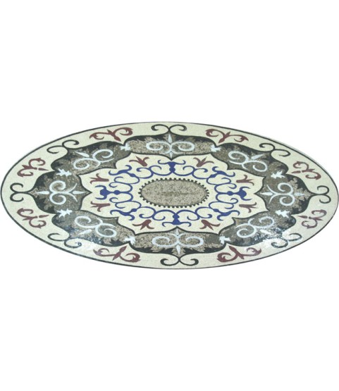 Marble Floor Medallion Oval Flowers  Mosaic