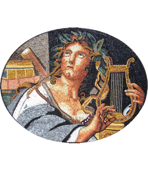 Cupid with Harp Mosaic Tile Art