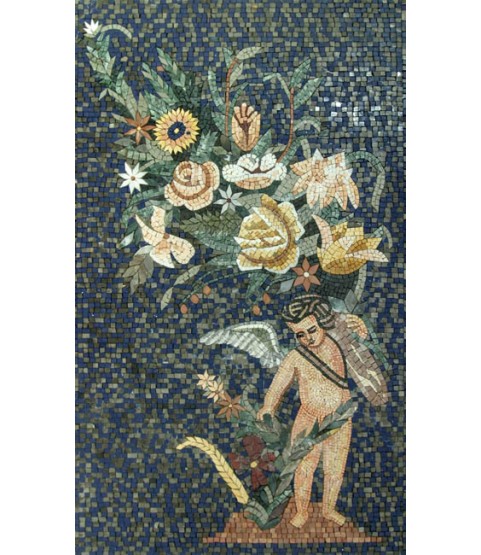 Cupid with Flowers Renaissance Mosaic