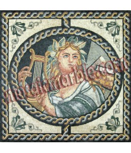 Angel with Harp Elegant Border Religious Mosaic
