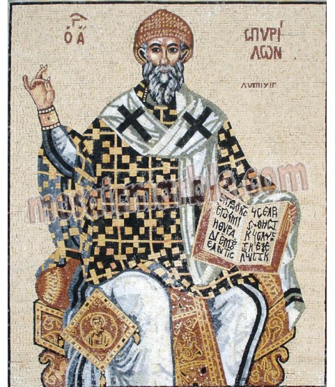 Saint Spyridon Bishop of Trimythous Byzantine  Mosaic