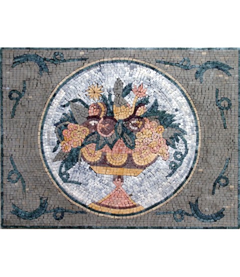 Elegant Fruit Bowl Still Life Backsplash Mosaic