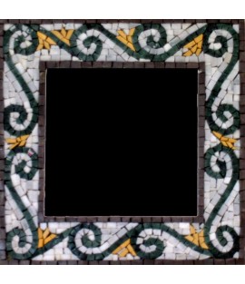 Black Spirals on White Mirror Border Mosaic