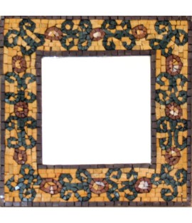 Abstract Green on Yellow Mirror Border Mosaic