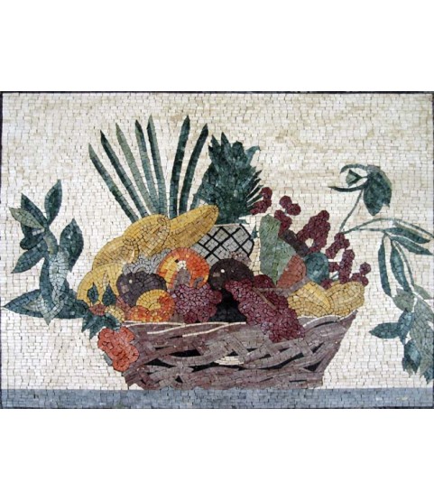 Fruit Basket & Leaves Kitchen Backsplash Mosaic