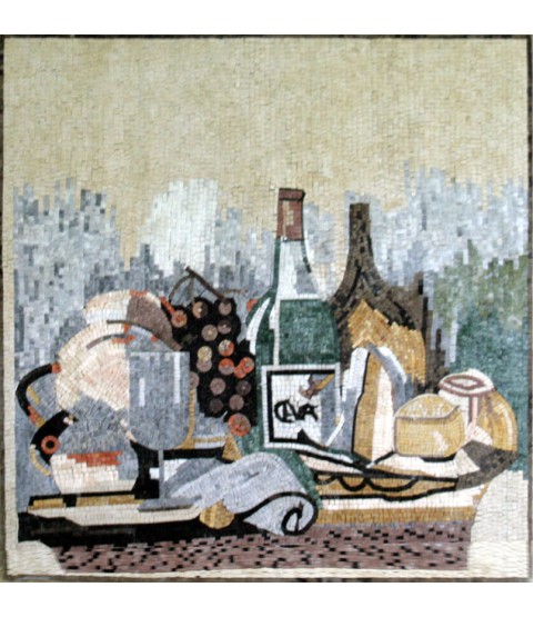 Cheese & Wine Square Kitchen Backsplash Mosaic