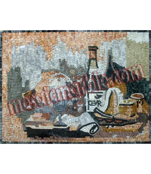 Colorful Cheese & Wine Still Life Backsplash Mosaic