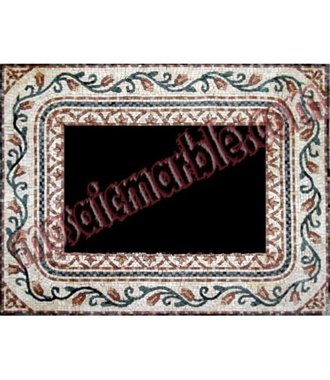 Elegant Vines on White Mirror Border Mosaic