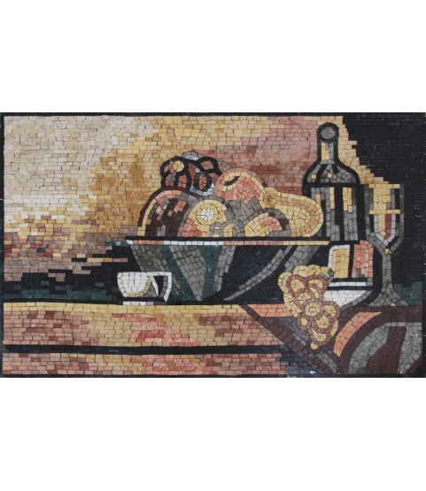 Fruit Basket and Wine Kitchen Backsplash Mosaic