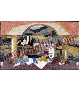 LS19 Grapes & Wine Overlooking Nature Scene Mosaic