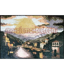 LS2 Beautiful houses by the river scene Mosaic