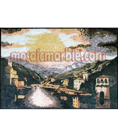LS2 Beautiful houses by the river scene Mosaic