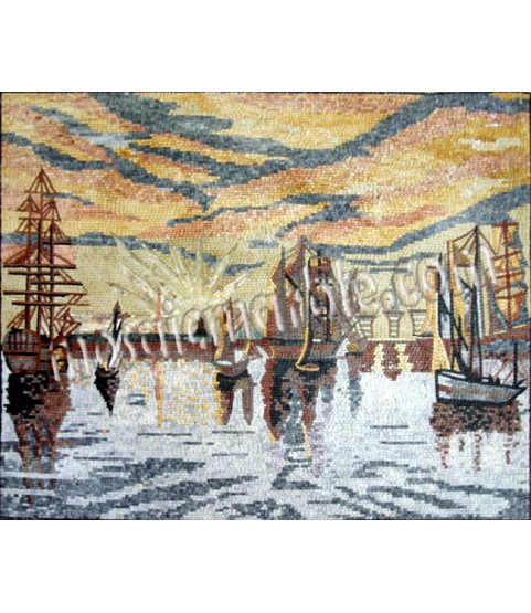 LS30 Beautiful sailing boats sunset scene Mosaic
