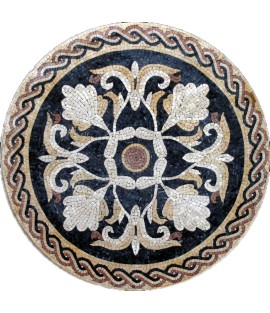 MD198 Flower design with spiral border Mosaic
