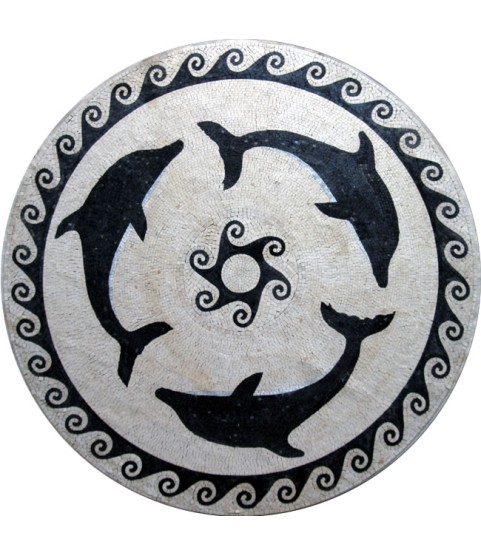 MD260 black & white dolphin trio Mosaic