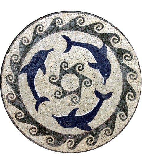 MD302 blue navy dolphin trio  Mosaic