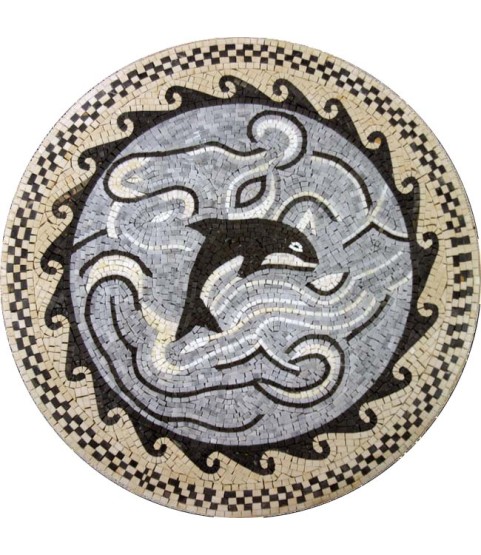 MD496 dolphin in sea medallion Mosaic