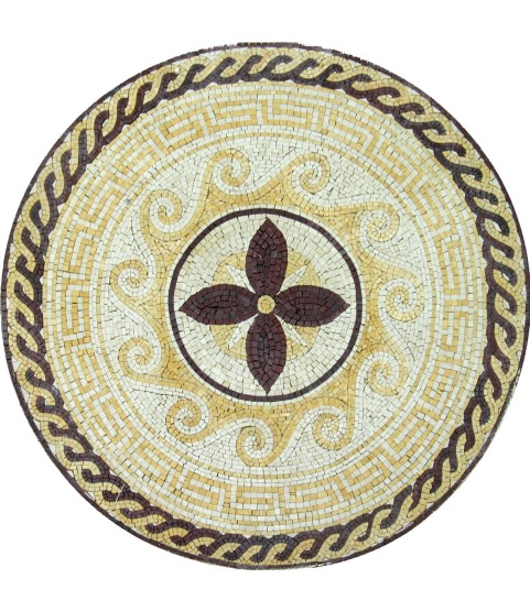 MD880 Light color flower, waves & keys medallion Mosaic