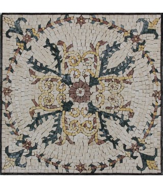 Ancient Floral Square Mosaic Tile