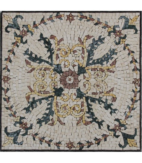 Ancient Floral Square Mosaic Tile