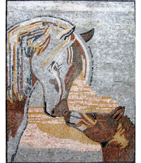 AN104 Mother & baby horse Mosaic