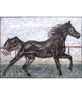AN139 Black horse in motion Mosaic
