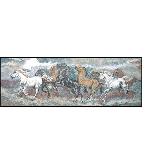 AN160 Rectangular galloping horses Mosaic