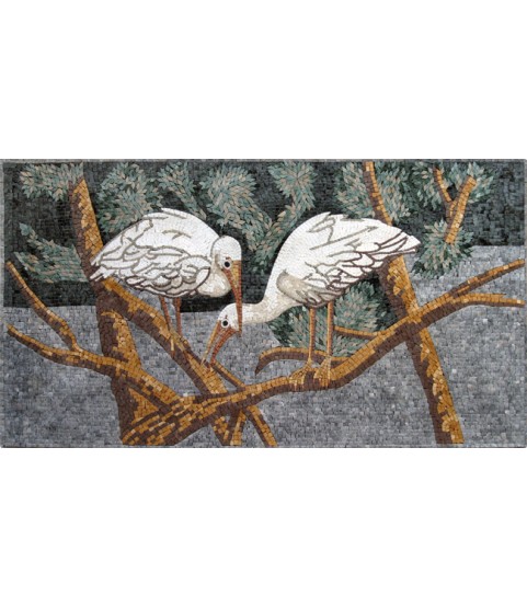 AN181 White storks on trees Mosaic
