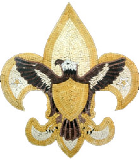 AN193 Eagle in golden lotus flower Mosaic