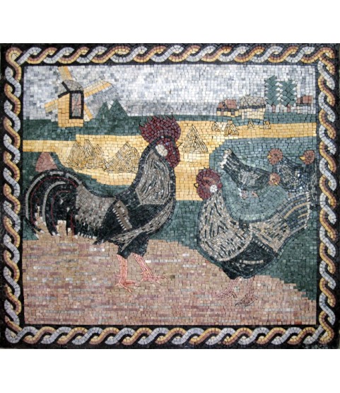 AN240 Roosters landscape Mosaic