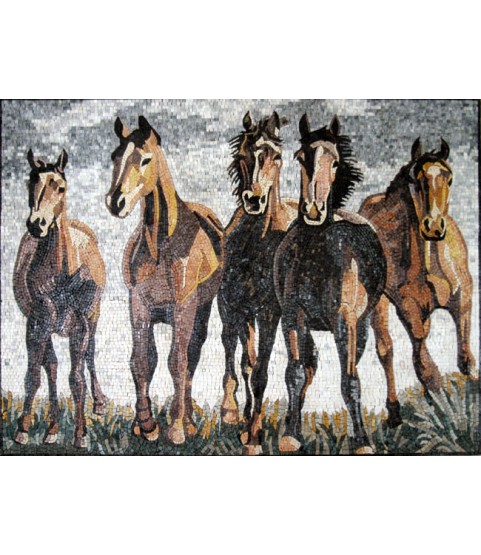 AN260 Beautiful galloping horse group Mosaic