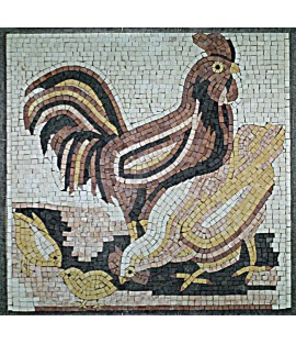 Brown Gold & Black Rooster Mosaic
