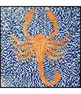AN294 Orange scorpion on blue background Mosaic