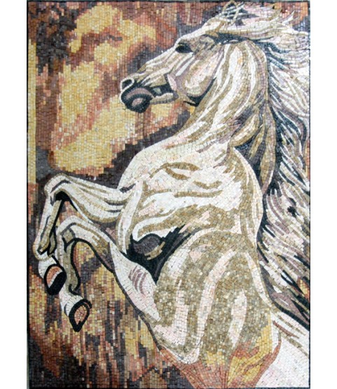 AN316 Majestic white jumping horse Mosaic