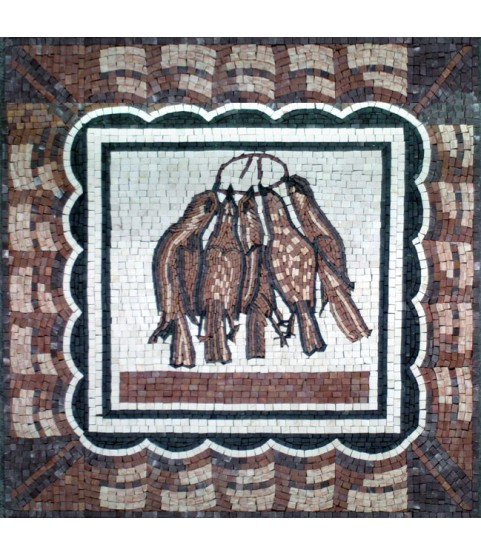 Birds with Frame Square Mosaic Floor or Wall Tile