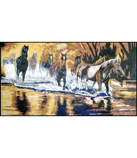 AN330 Beautiful golden color horse group Mosaic