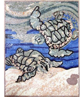 AN337 Swimming sea turtles Mosaic