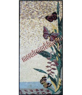 AN387 Beautiful butterflies on plant Mosaic