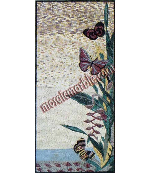 AN387 Beautiful butterflies on plant Mosaic