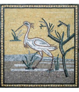 AN42 White stork on golden background Mosaic