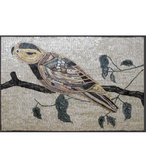 AN54 Artistic bird on leaf branch Mosaic