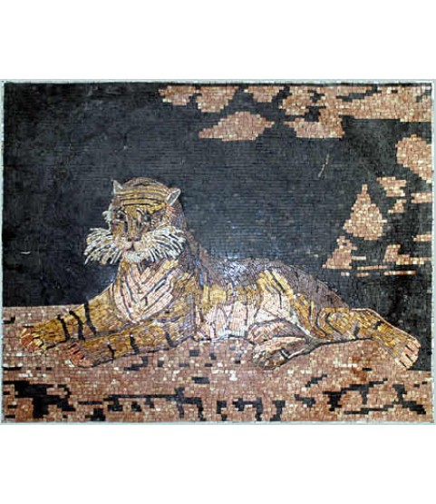 Tiger Sitting in Nature Mosaic