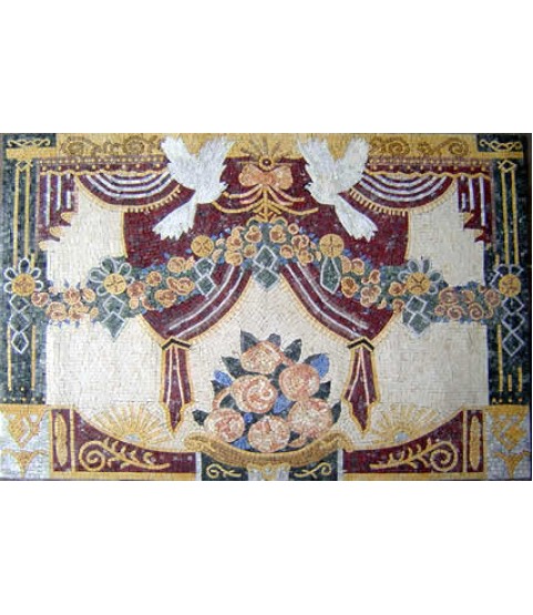 White Doves and Curtain Royal Mosaic