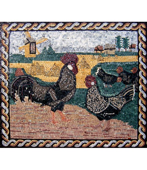 AN77 Roosters landscape Mosaic