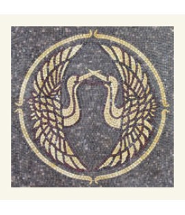 AN456 Golden Storks on Grey Background Mosaic