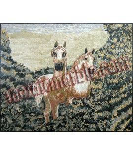 AN562 White horses in bush Mosaic