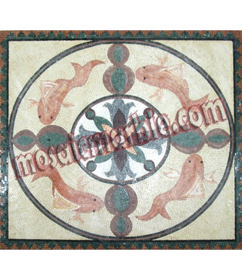 AN590 Elegant pastel fish medallion Mosaic